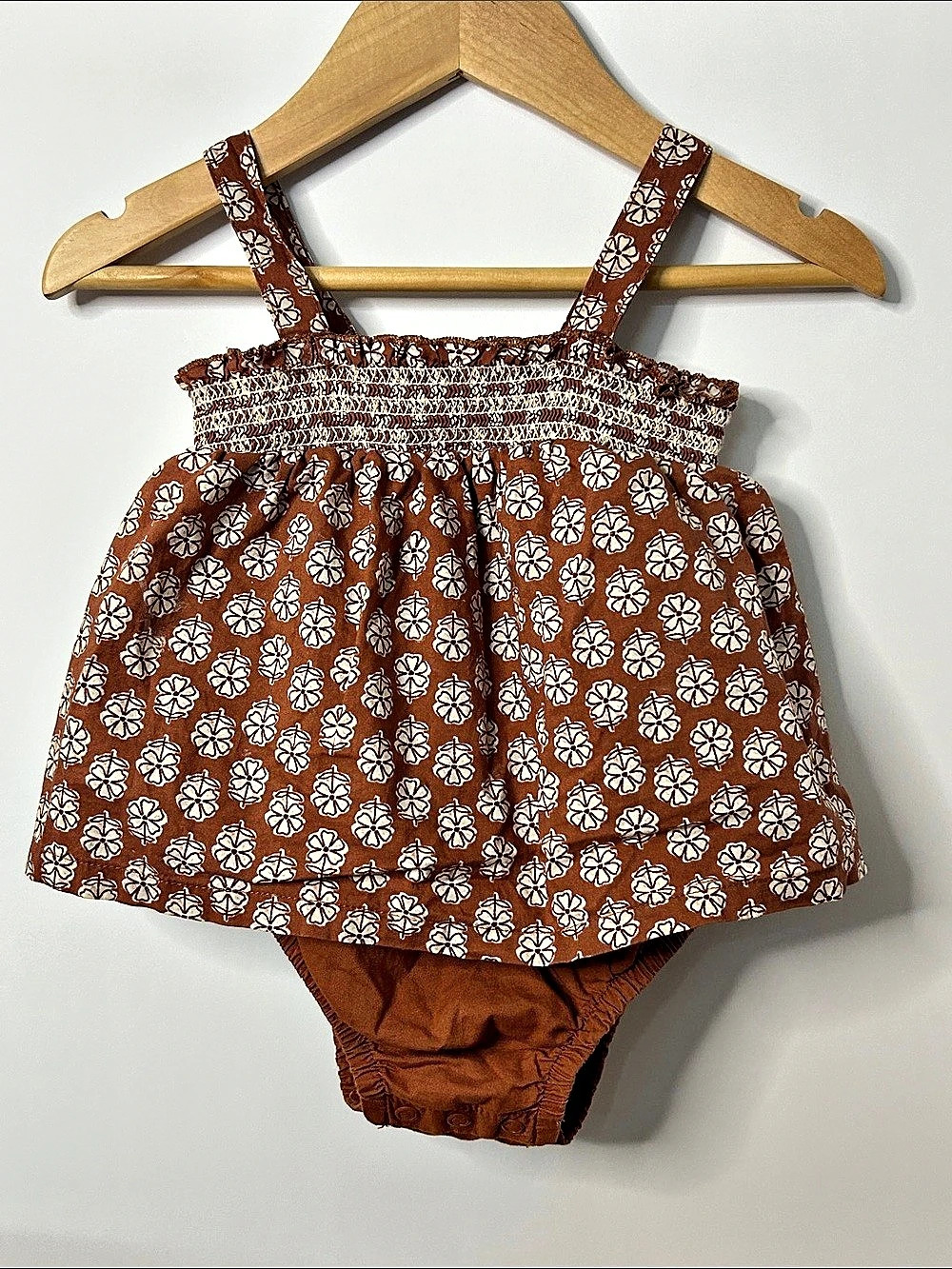 Carter's Floral Romper Brown White Baby 6M
